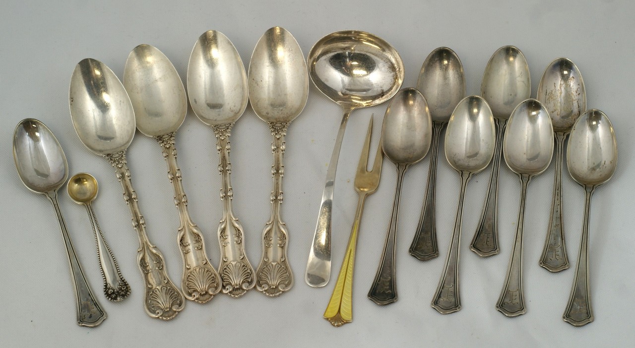 Appraisal: pc sterling silver flatware incl demitasse spoons teaspoons ladle tine