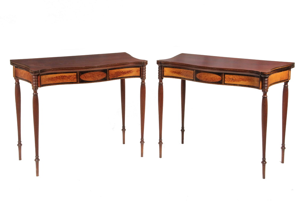 Appraisal: PAIR OF CARD TABLES - Salem Massachusetts Very Fine Quality