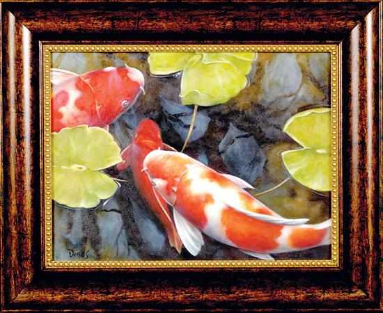 Appraisal: Dobbs American th century PAIR OF WORKS KOI POND SCENES