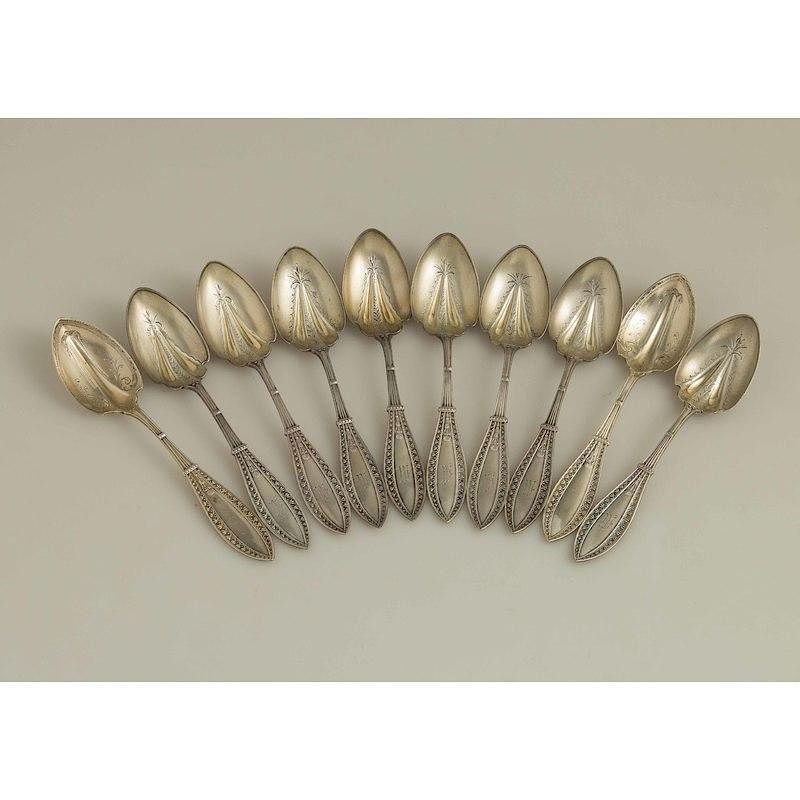 Appraisal: Silver Ice Cream Spoons Olympic Pattern Assembled lot of gilt