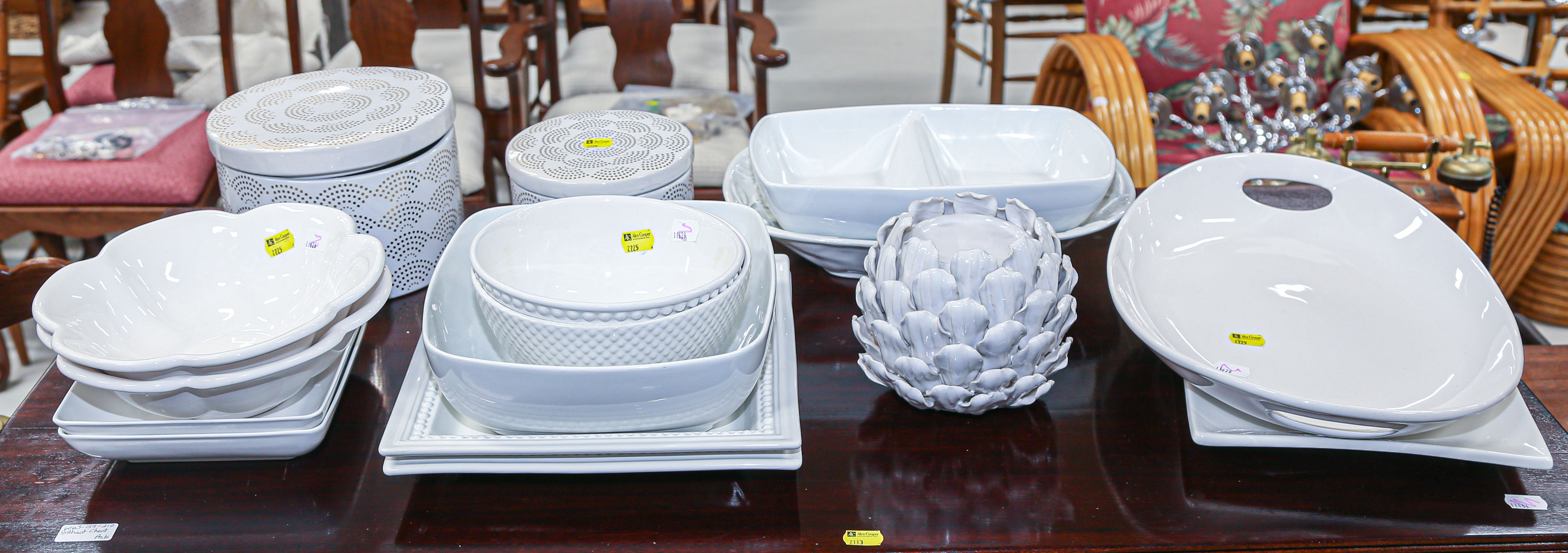 Appraisal: ASSORTMENT OF PORTUGUESE INDONESIAN DINNERWARE Includes serving bowls tray two