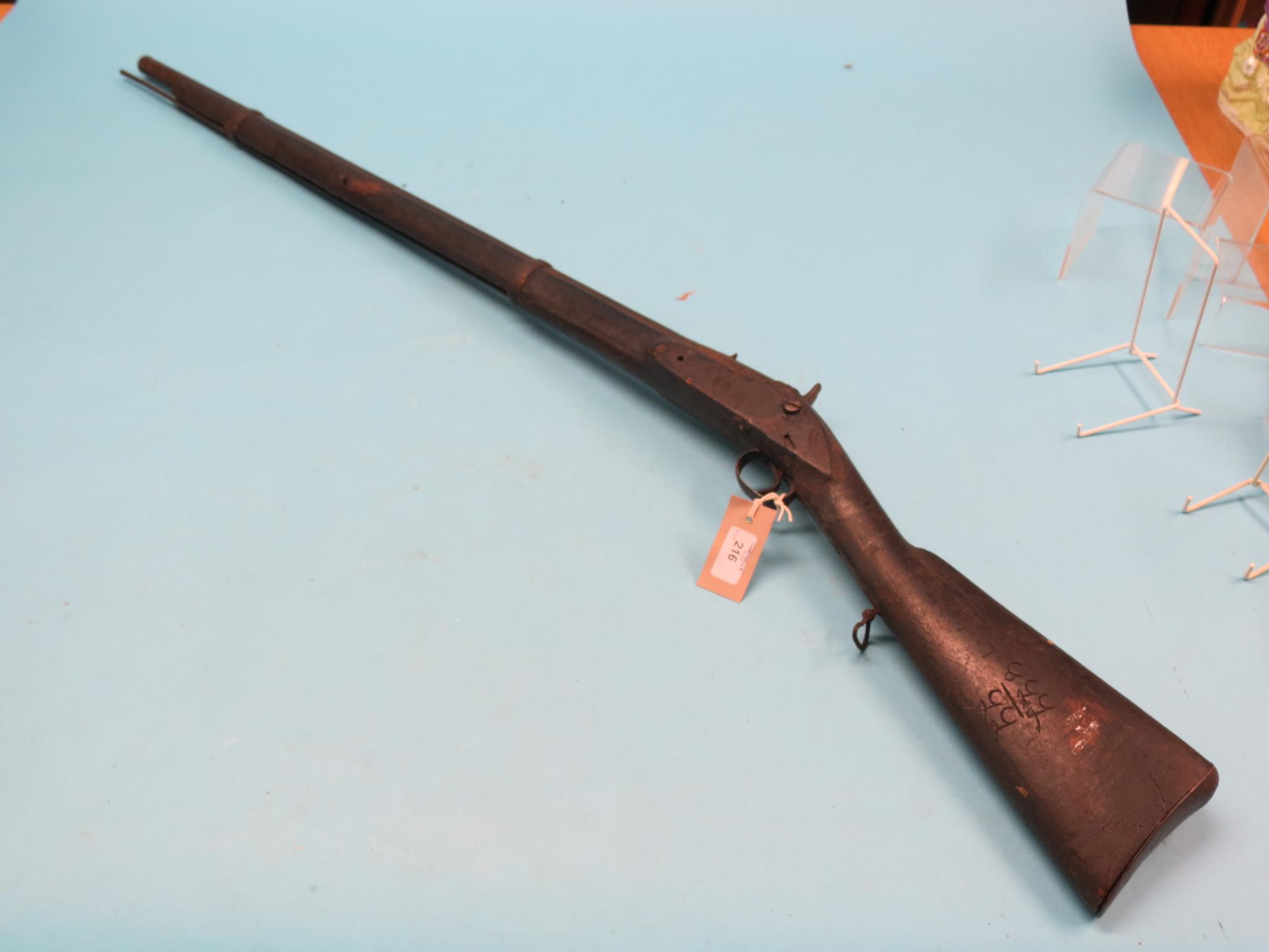 Appraisal: A th century percussion cap rifle single-barrelled with walnut stock