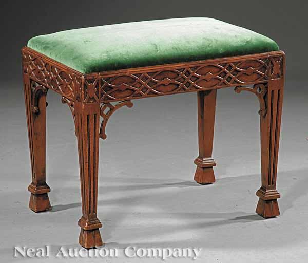 Appraisal: A George III Carved Mahogany Stool in the Gothic Taste