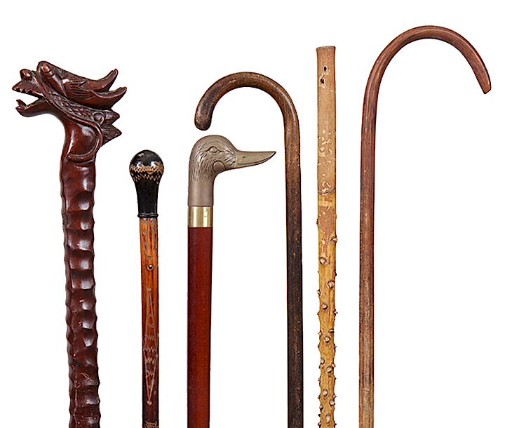 Appraisal: CANE CANE GROUP OF SIX VARIOUS CANES WITH AN A