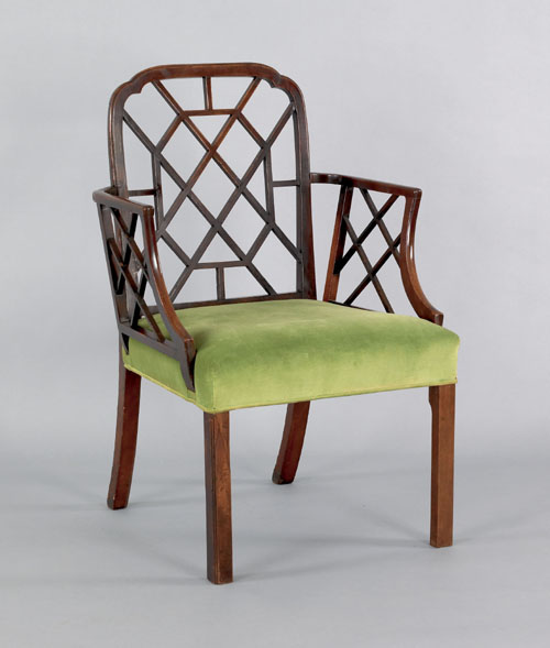 Appraisal: George IV mahogany armchair ca with lattice back and square