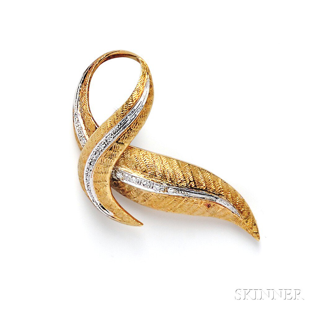 Appraisal: kt Gold and Diamond Brooch Cartier Italy designed as a