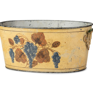 Appraisal: A Tole Paint Decorated Wash Basin with Handles Height x