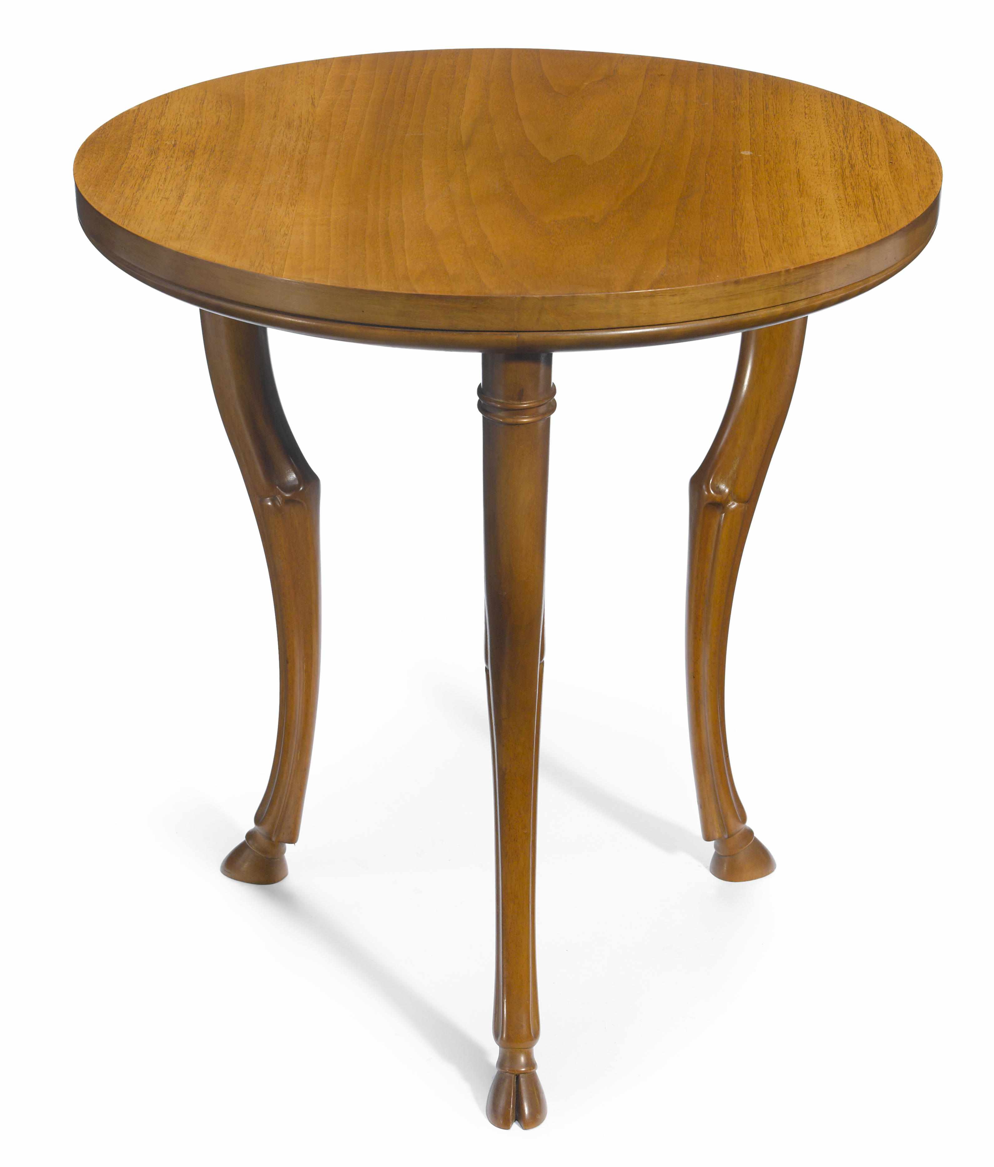 Appraisal: A T H Robsjohn-Gibbings for Saridis of Athens walnut three-legged