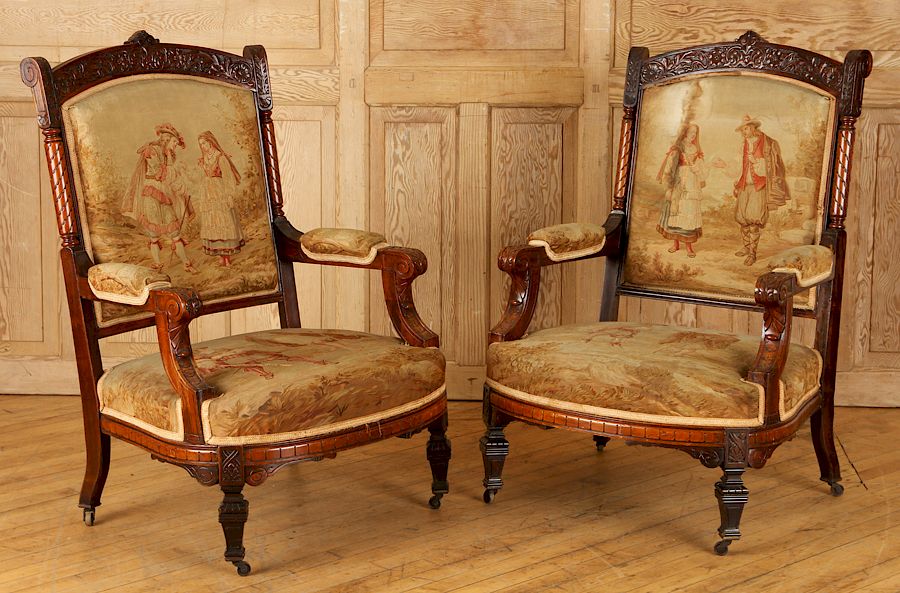 Appraisal: PAIR TH C ROSEWOOD CHAIRS ATTR TO HERTER BROS A