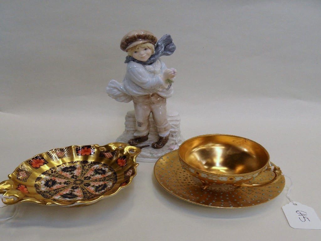 Appraisal: Coalport figure 'The Boy' Royal Crown Derby Imari pedestal dish