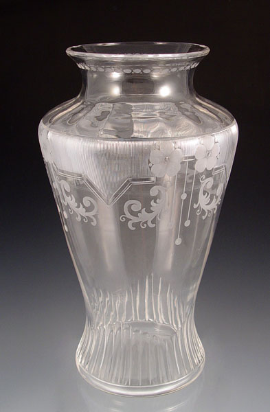 Appraisal: SINCLAIR INTAGLIO CUT GLASS VASE '' tall etched and intaglio