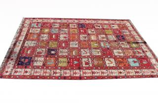 Appraisal: Antique Soumak Persian Rug with multi colored figures throughout the