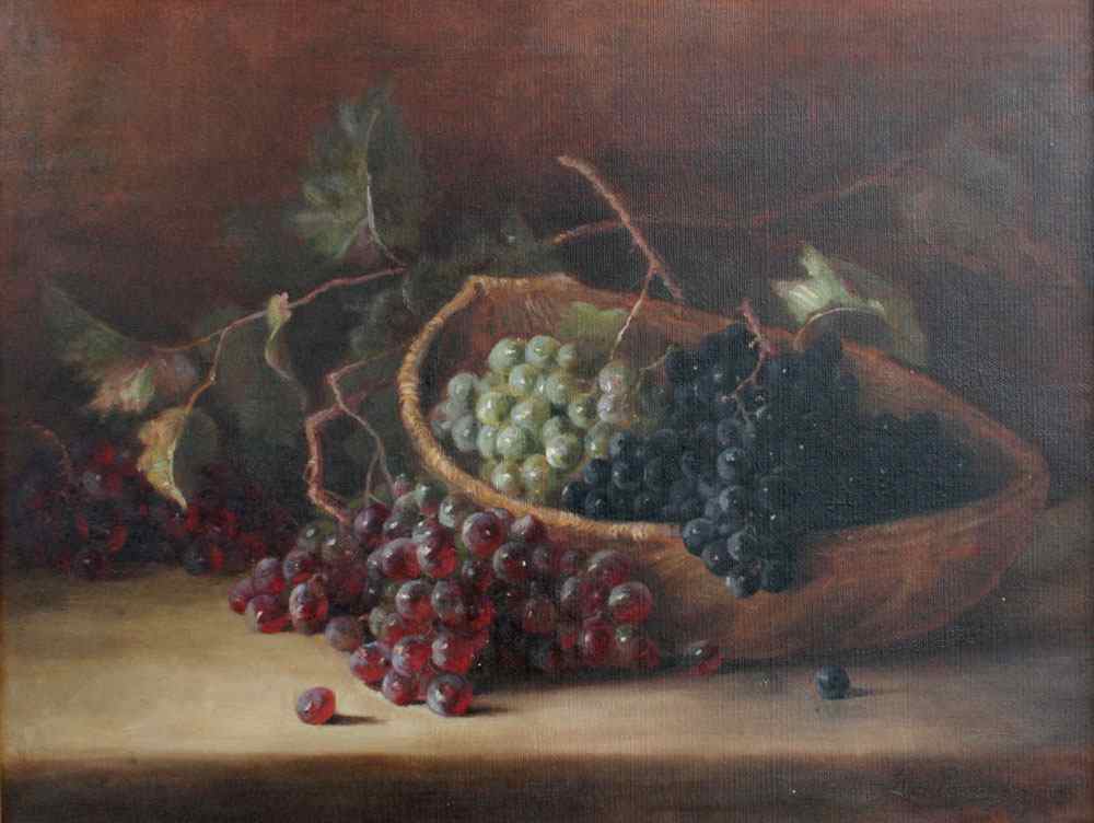 Appraisal: REYNOLDS Ethel American th C Still Life of Grapes in