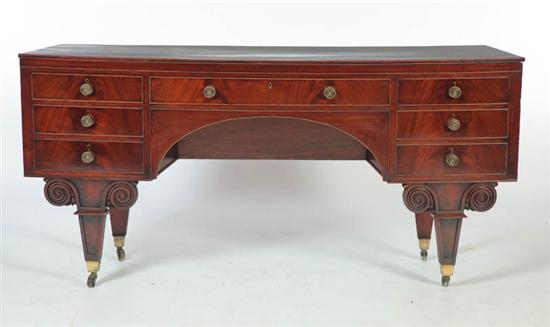 Appraisal: BOWFRONT SIDEBOARD Continental nd quarter- th century mahogany figured veneer