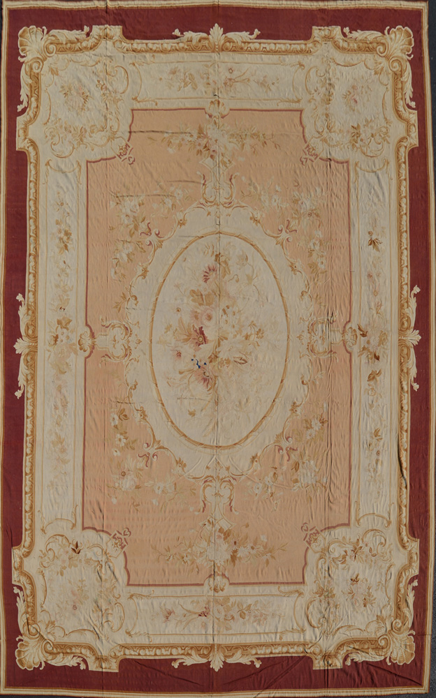 Appraisal: Aubusson Carpet With ivory ground and red and cream border