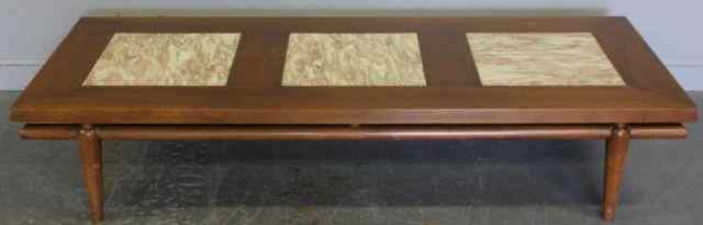 Appraisal: Midcentury Coffee Table With Marble Inserts Signed Widdicomb In the