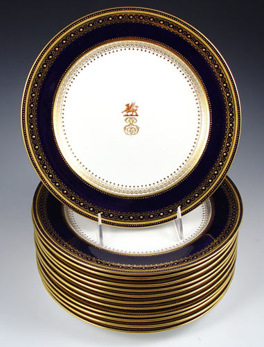 Appraisal: MINTON COBALT AND GOLD DECORATED SERVICE PLATES Wide cobalt and