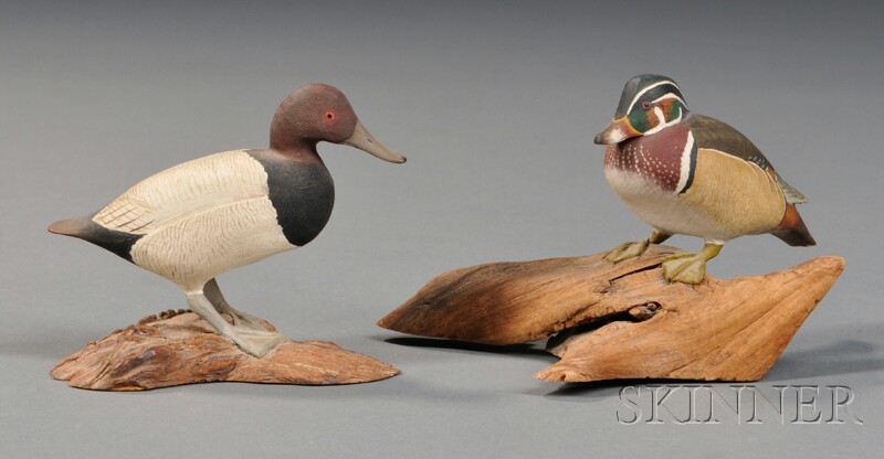 Appraisal: Miniature Carved and Painted Canvasback and Wood Duck Figures Harold