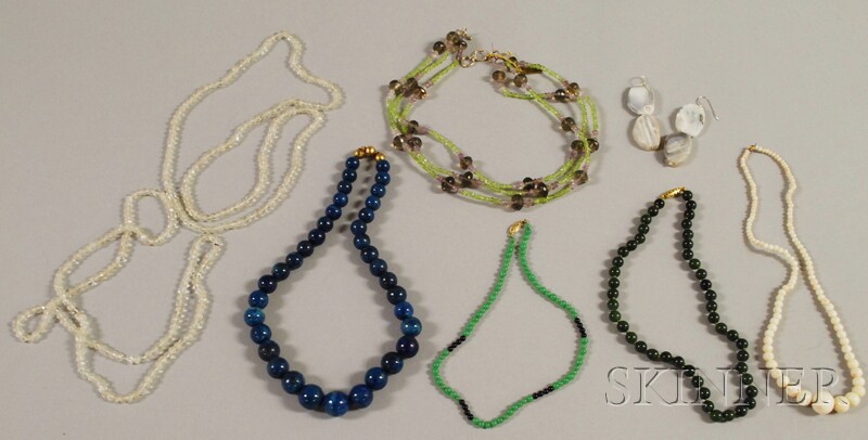 Appraisal: Seven Hardstone Beaded Necklaces and a Pair of Earrings including