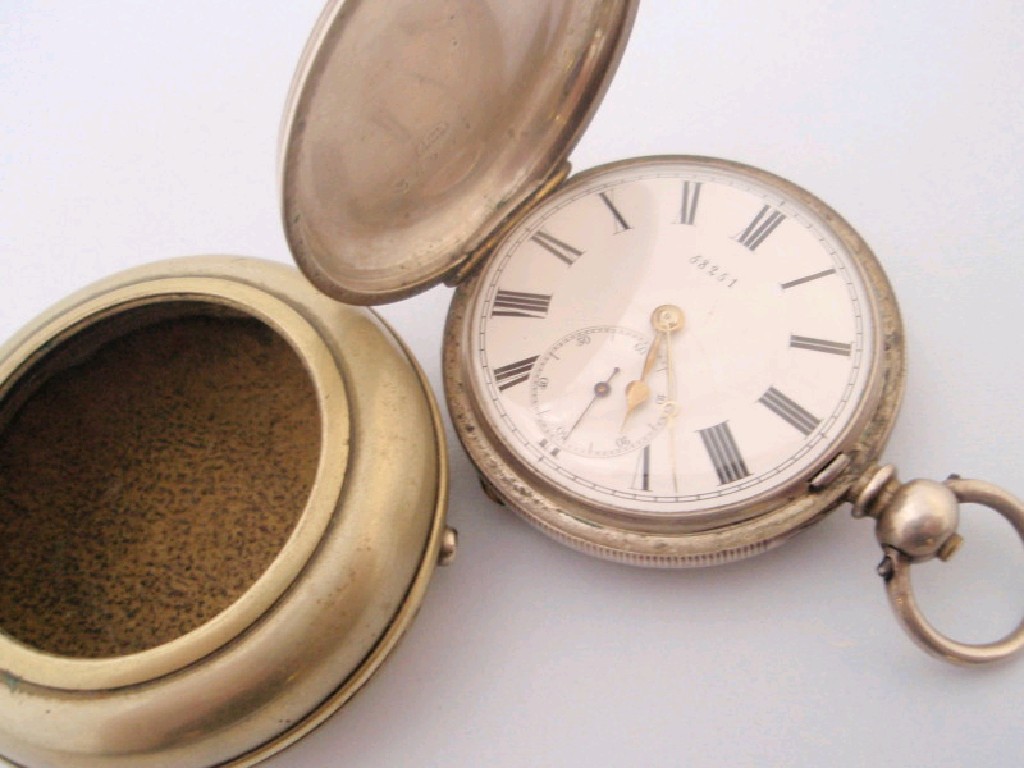 Appraisal: A full hunter pocket watch in white metal with un-associated