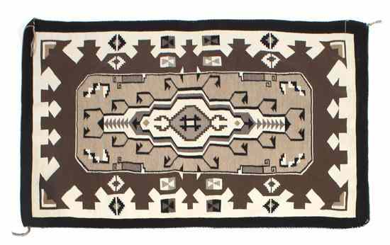 Appraisal: A Navajo Two Grey Hills Wool Weaving having geometric decoration