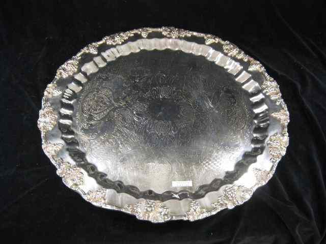 Appraisal: Silverplate Tray Vintage Grape Vine Decor footed '' diameter