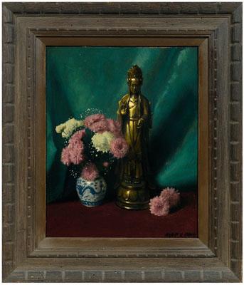 Appraisal: Herbert Abrams painting Connecticut - still life with figurine and