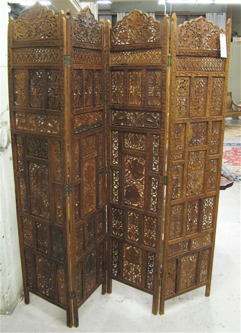 Appraisal: FOUR-PANEL SHISHAM WOOD FLOOR SCREEN India th century each panel