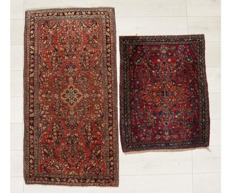 Appraisal: Sarouk hall runner with red field and floral patterns together