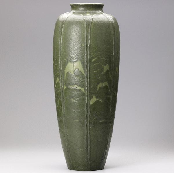 Appraisal: GRUEBY Early and exceptional floor vase with tooled and applied