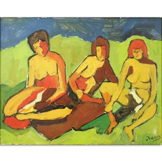 Appraisal: Attributed to Andr Derain French - Oil on Panel Nudes