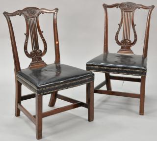 Appraisal: Pair of George III mahogany side chairs having carved backs