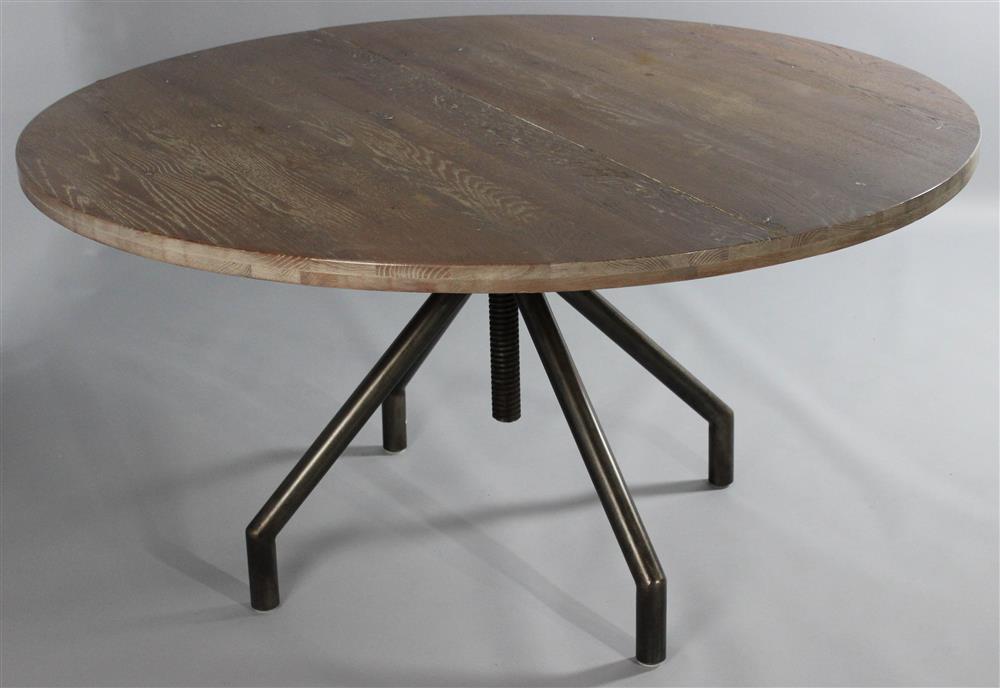 Appraisal: DESIGN WORKSHOP INDUSTRIAL STYLE CIRCULAR DINING TABLE having a pickled