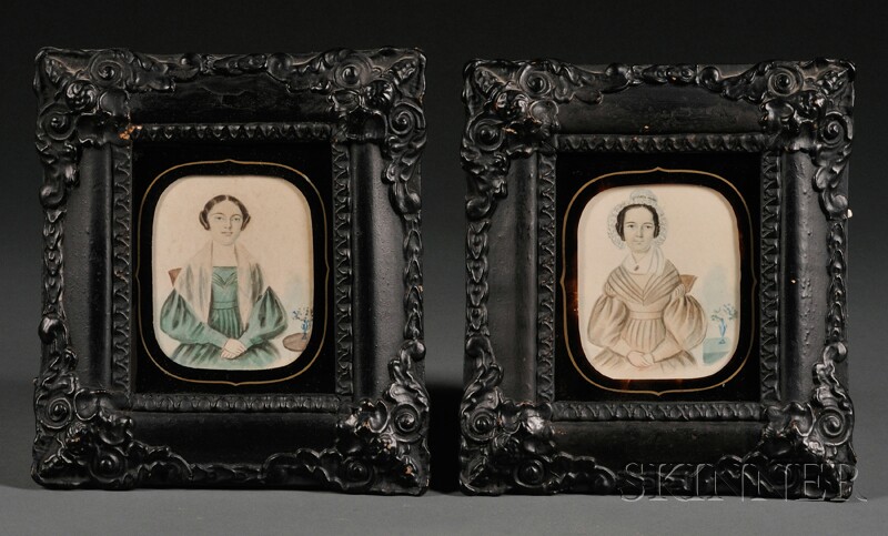 Appraisal: Two Portrait Miniatures of Young Ladies American School th century