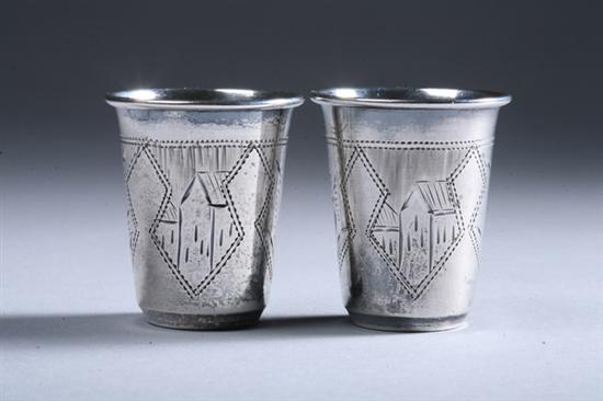 Appraisal: TWO RUSSIAN VODKA CUPS - GR cyrillic maker's mark Kokoshnik