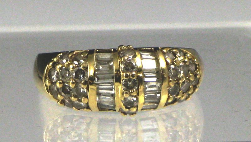 Appraisal: K Yellow Gold Diamond Ring dome-shaped band with five full