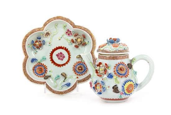 Appraisal: A Chinese Export Porcelain Teapot and Stand Height of teapot