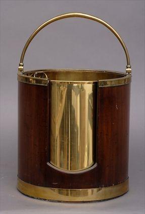 Appraisal: GEORGE III BRASS-MOUNTED MAHOGANY PLATE PAIL Of cylindrical form with