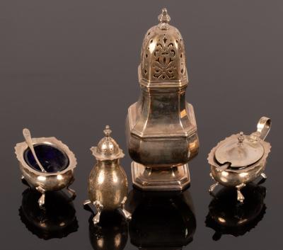 Appraisal: A silver sugar caster Adie Brothers Ltd Birmingham of baluster