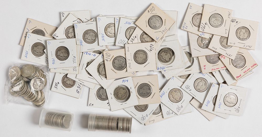 Appraisal: Sixty-four Barber silver quarters etc Sixty-four Barber silver quarters together