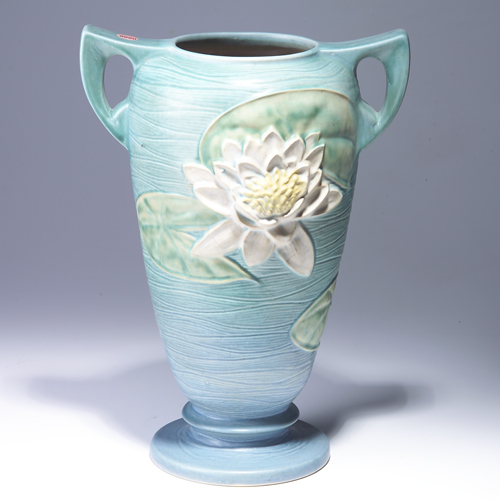 Appraisal: ROSEVILLE Blue Water Lily vase - Raised mark