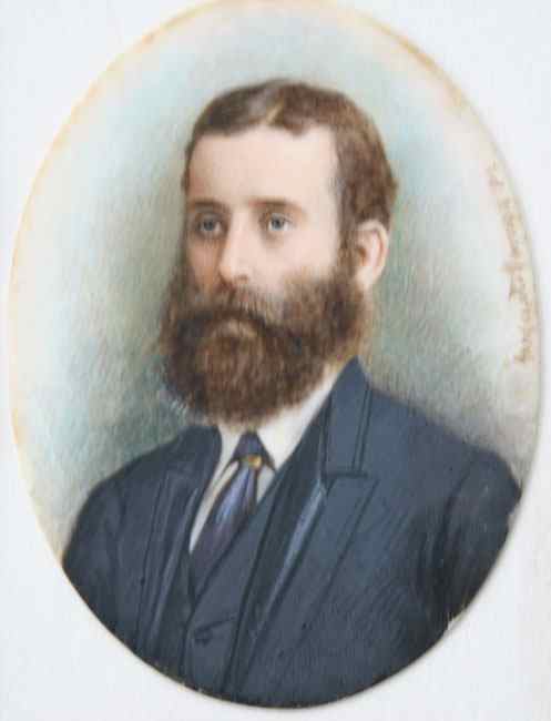 Appraisal: WATERCOLOR ON IVORY PORTRAIT OF A BEARDED MAN Oval signed