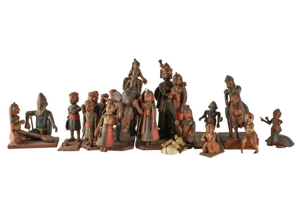 Appraisal: GROUP OF INDIAN POLYCHROME-PAINTED CARVINGSCondition all with damage the largest