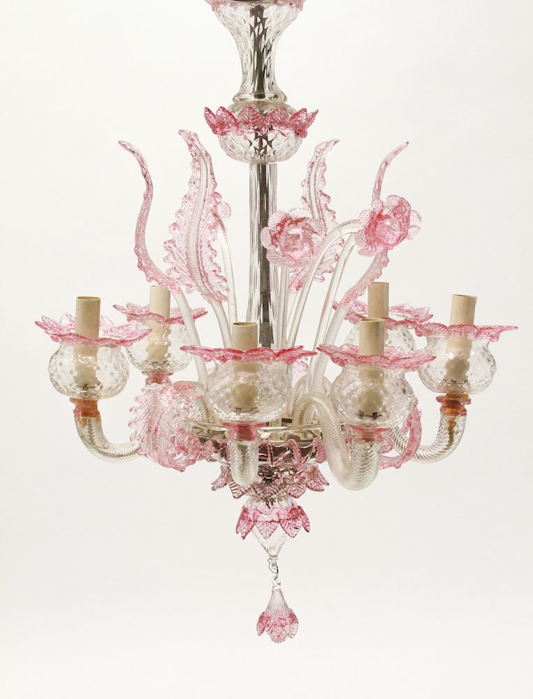 Appraisal: Venetian Glass Chandelier -Lights Leaf and Floral Venetian glass chandelier