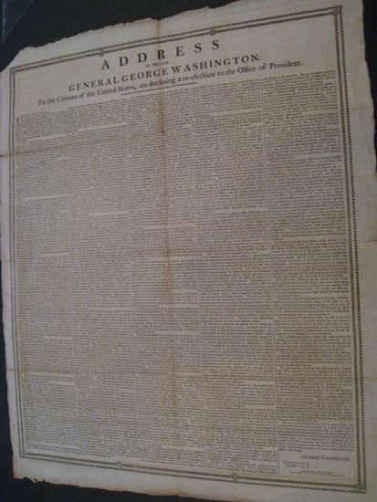 Appraisal: BROADSIDE - George WASHINGTON Address of the late General George