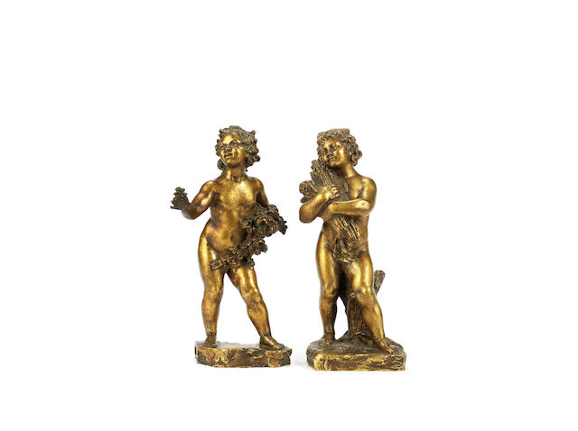 Appraisal: Henri Greber French - A pair of bronze allegorical figures