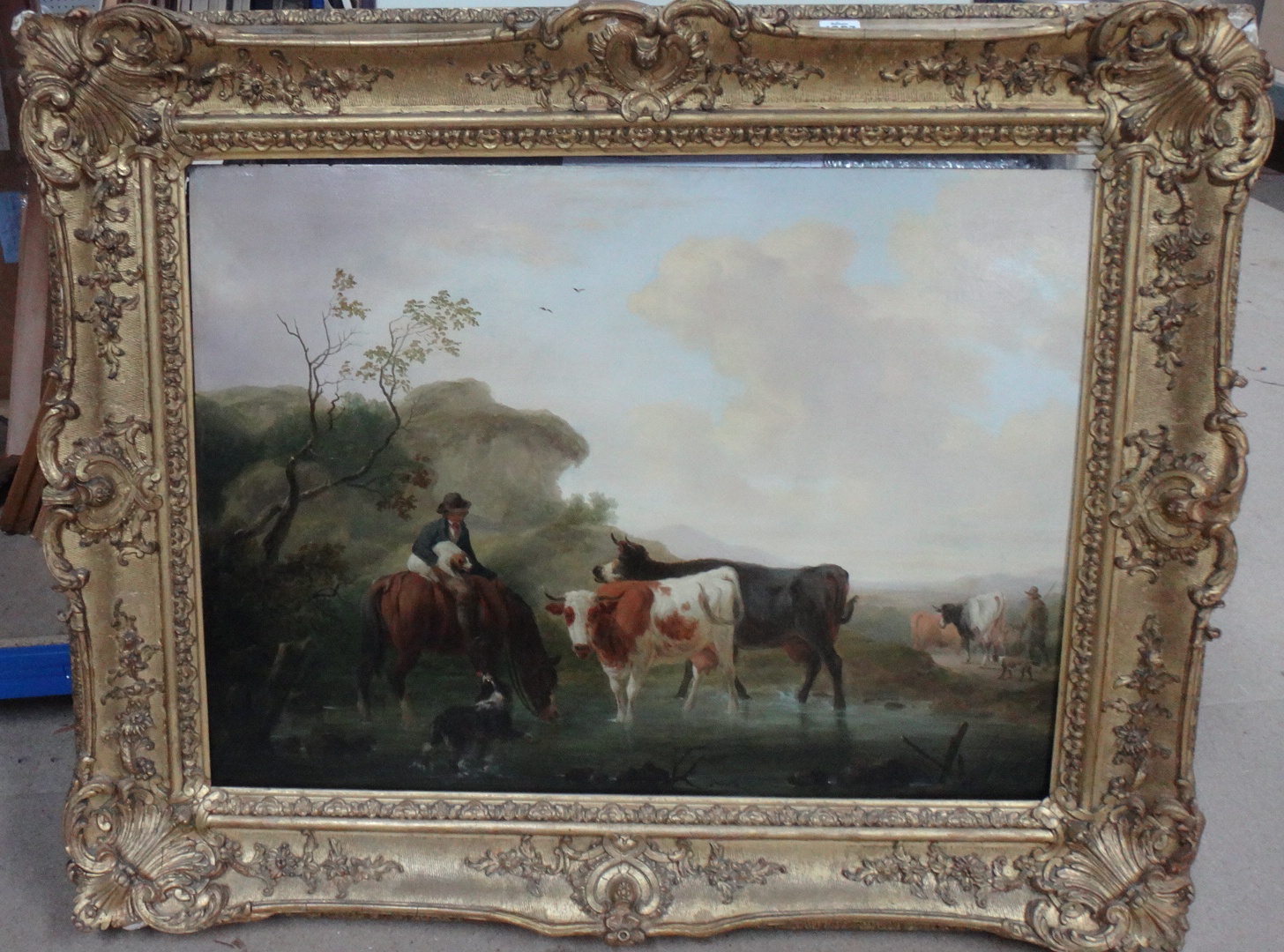 Appraisal: Follower of Eugene Joseph Verboeckhoven Cattle and figures in a