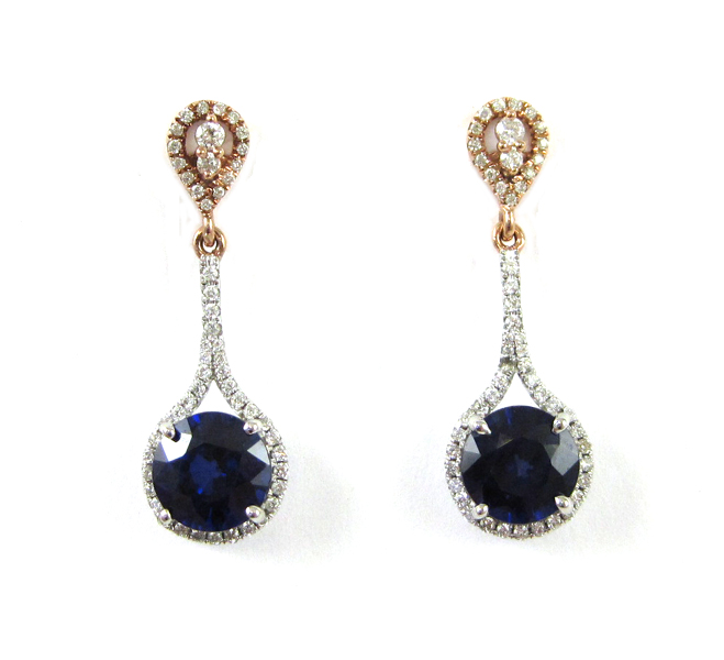 Appraisal: PAIR OF SAPPHIRE AND DIAMOND EARRINGS each k white and