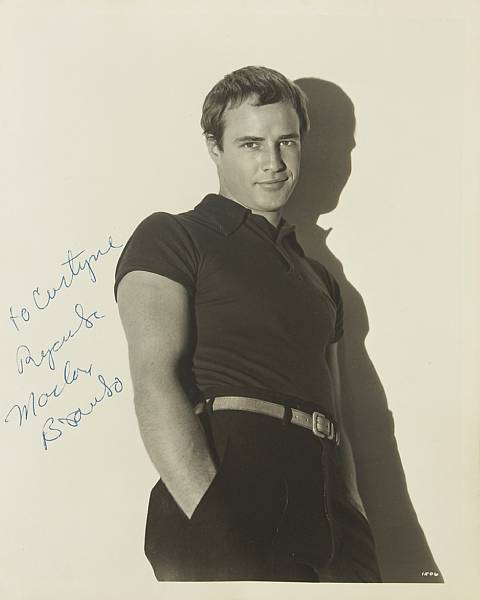 Appraisal: A Marlon Brando signed black and white photograph circa A