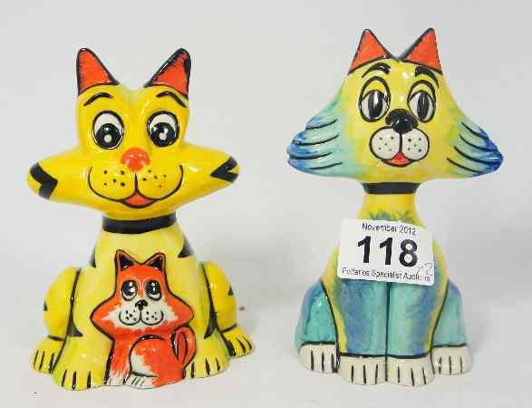 Appraisal: Lorna Bailey Prototype Comical Cats Mummy and Baby Cat and